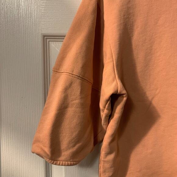 ABLE Women's Cropped Fleece Sweatshirt Size S Apricot Orange Pastel Athleisure - Picture 3 of 6